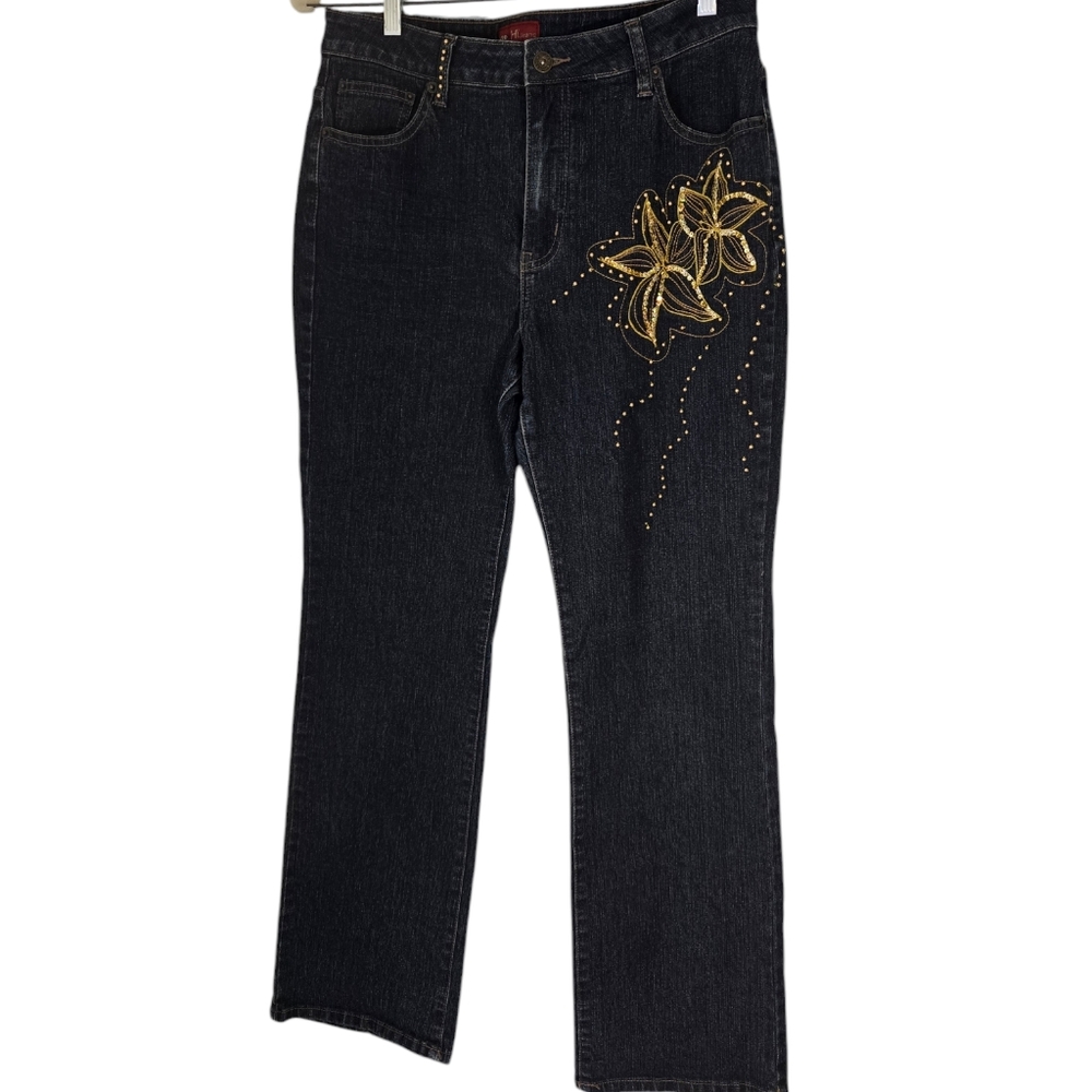 Western Style Hi Jeans Vintage Sequined Boot Cut Jeans Size 12